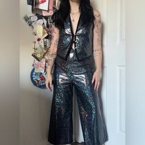 Batsheva Iridescent Black Jumpsuit Set Small